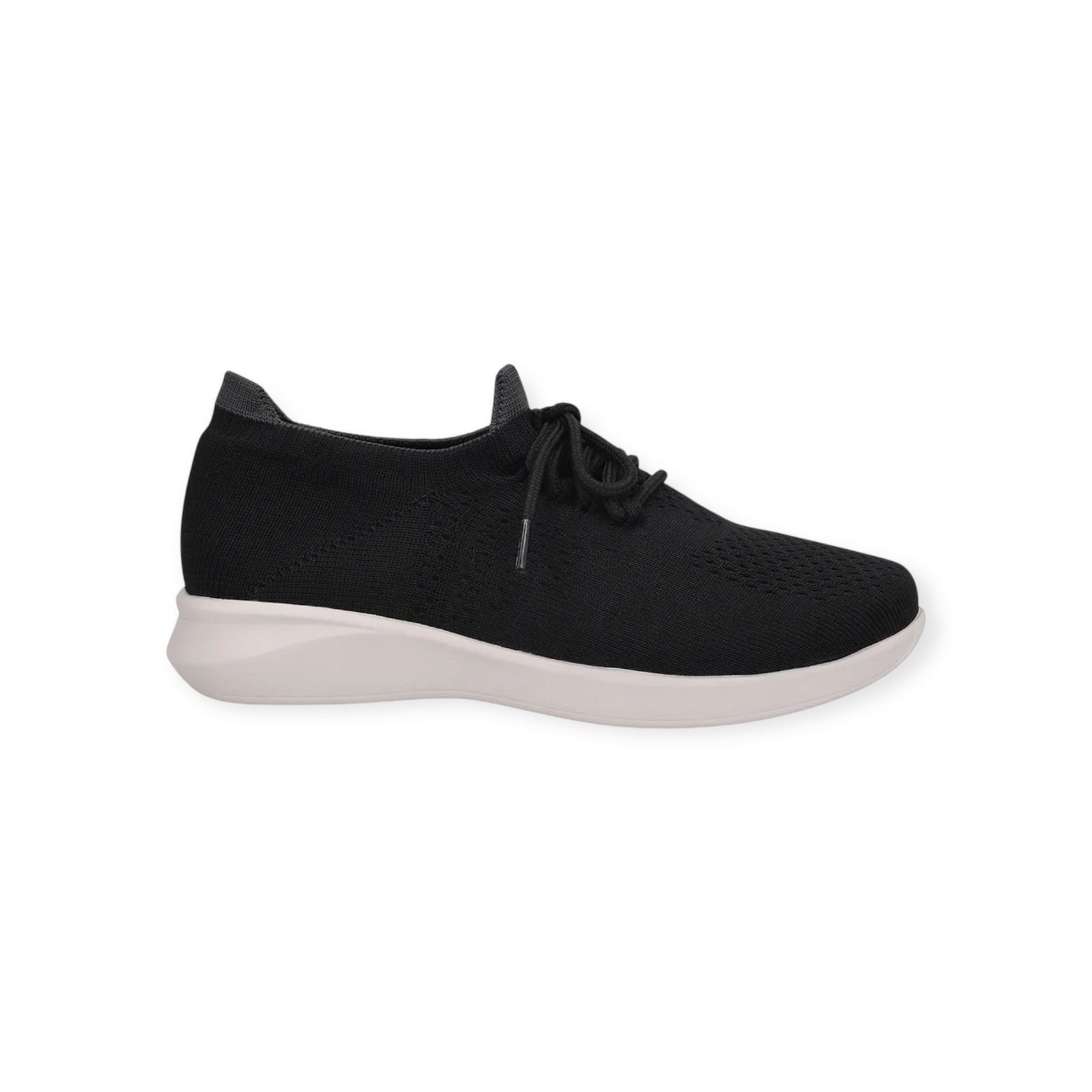 Tênis Feminino Usaflex Tricot Cadarço Casual Preto