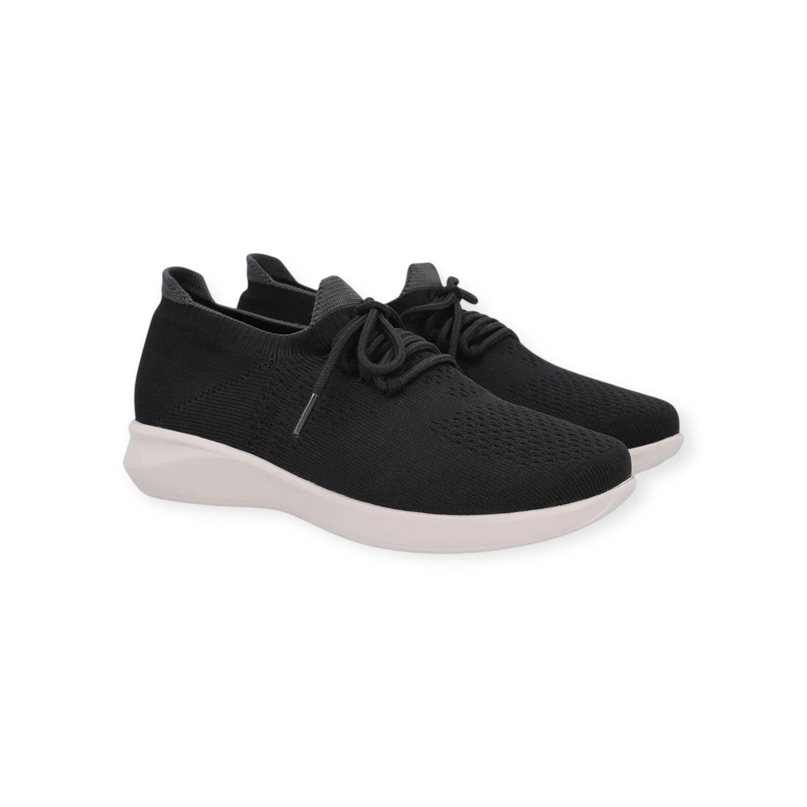 Tênis Feminino Usaflex Tricot Cadarço Casual Preto Preto 2