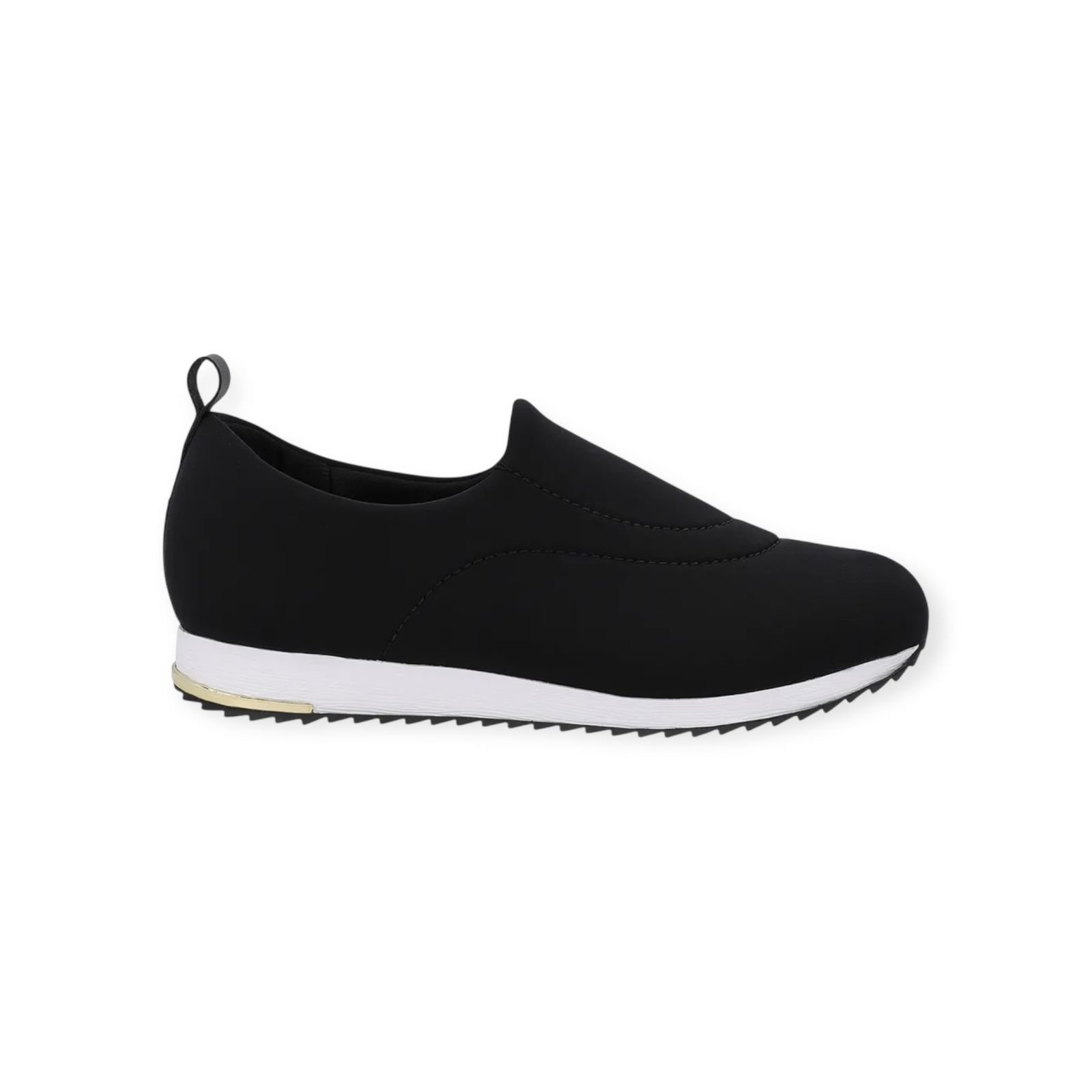 Tênis Feminino Usaflex Slip On Elastano Costura Preto