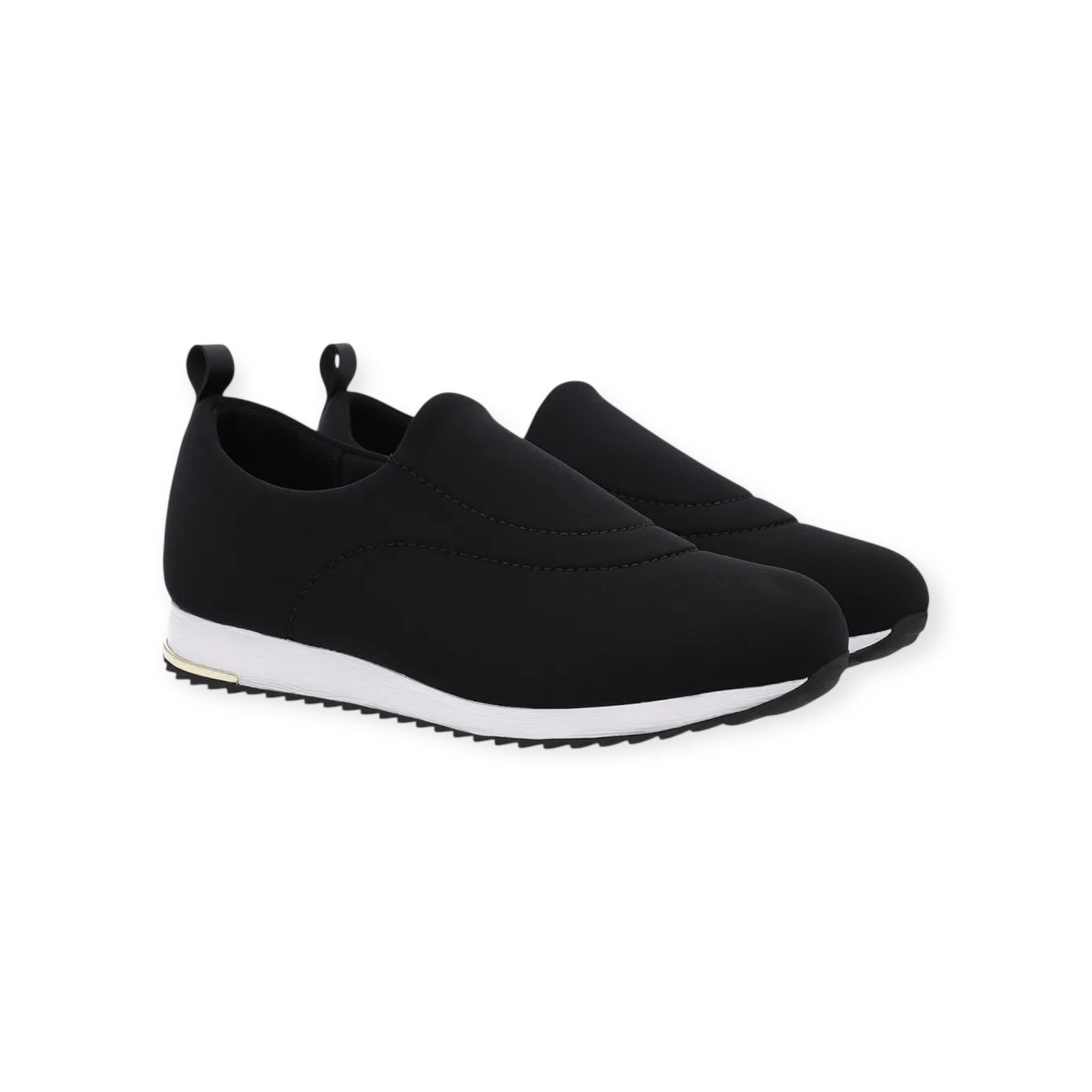 Tênis Feminino Usaflex Slip On Elastano Costura Preto Preto 2