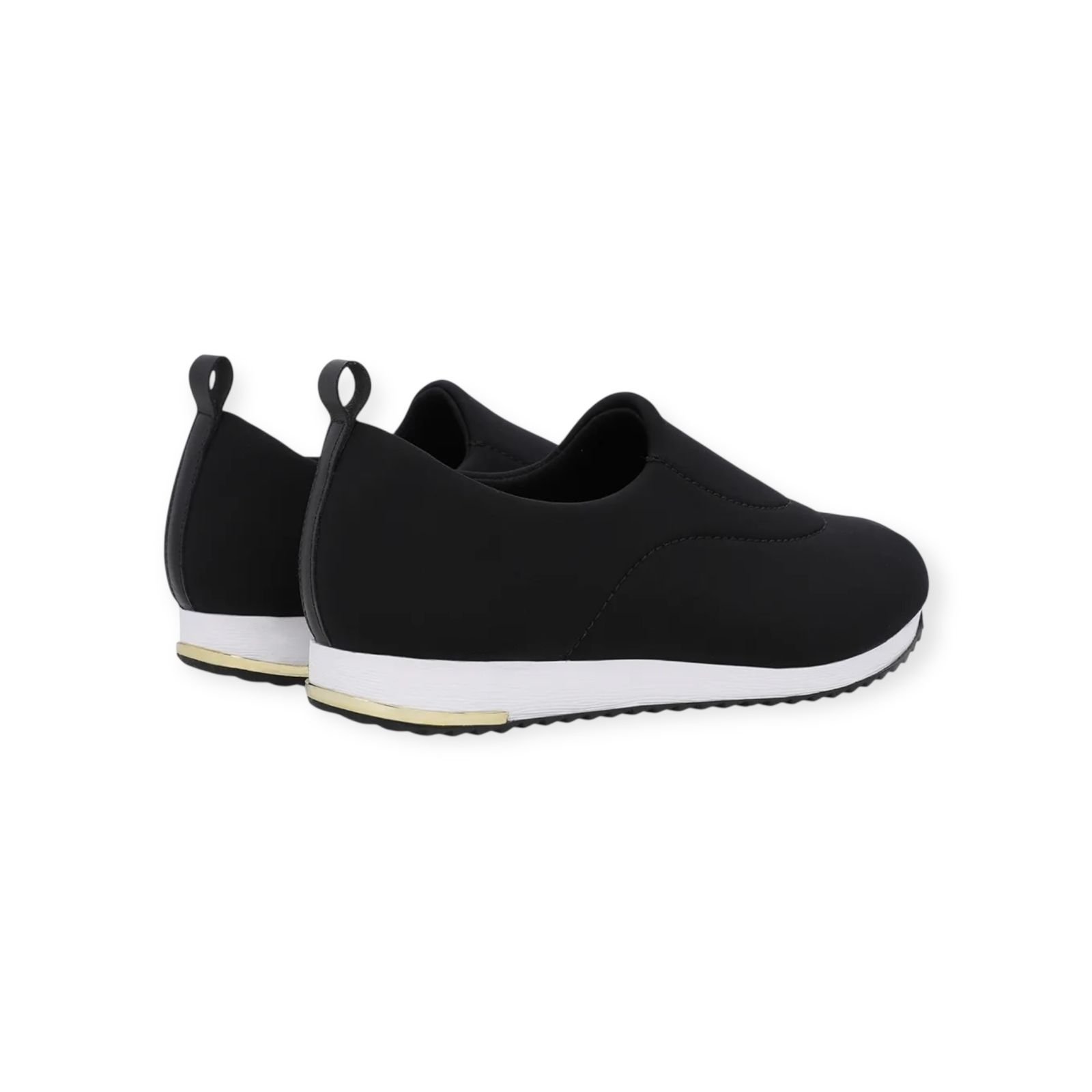 Tênis Feminino Usaflex Slip On Elastano Costura Preto Preto 3