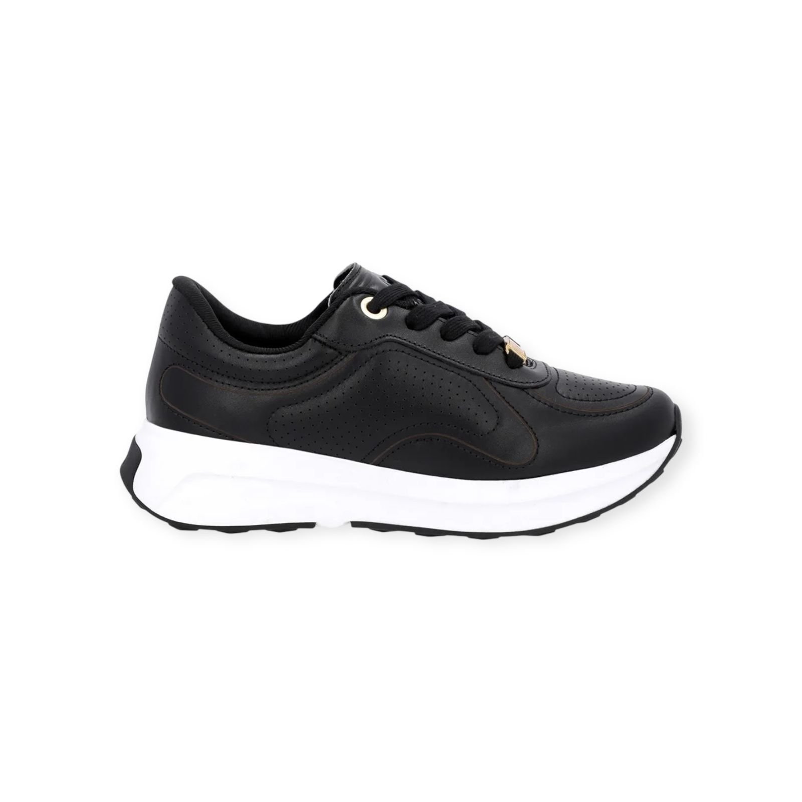Tênis Feminino Usaflex Couro Casual Sola Alta Preto