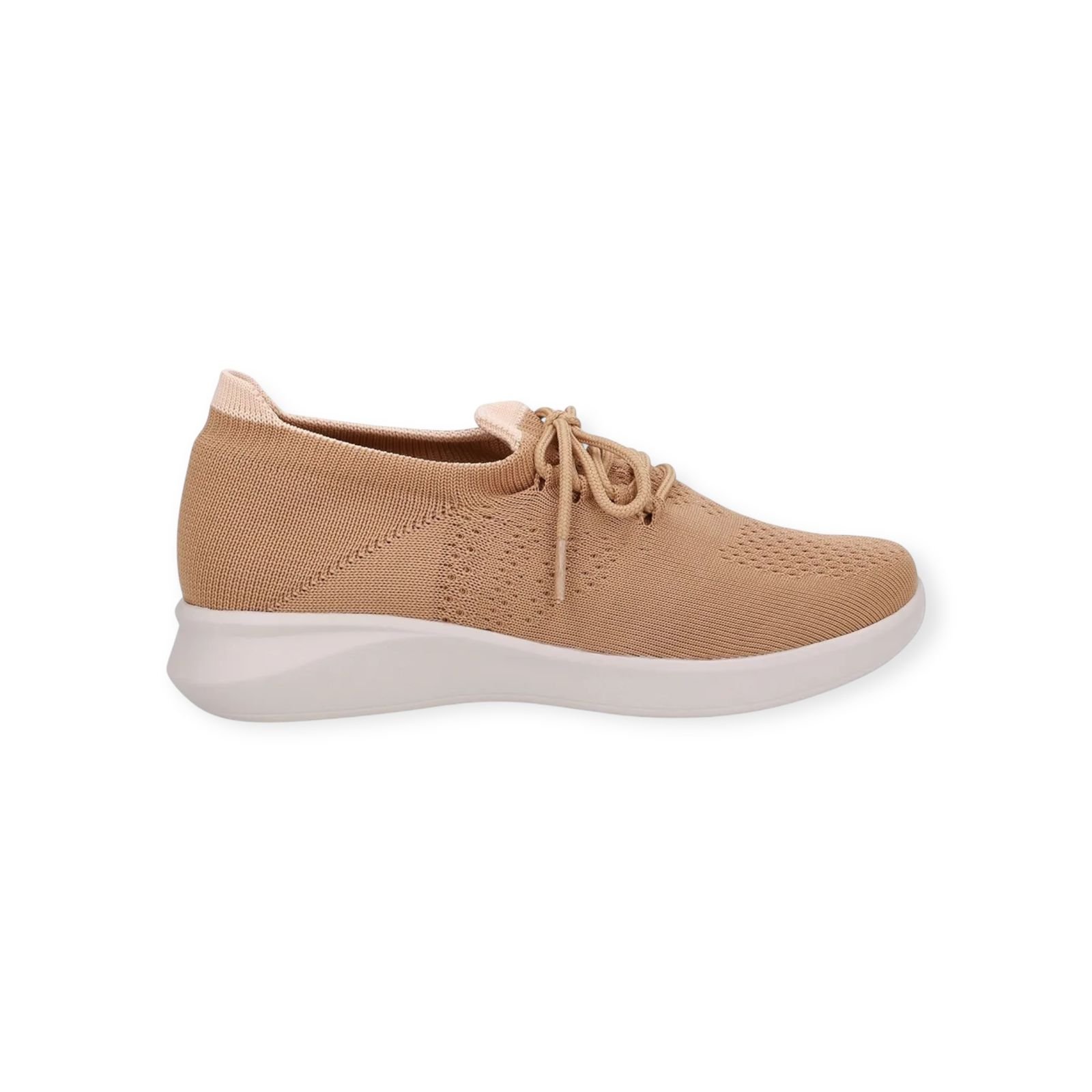 Tênis Feminino Usaflex Tricot Cadarço Casual Bege