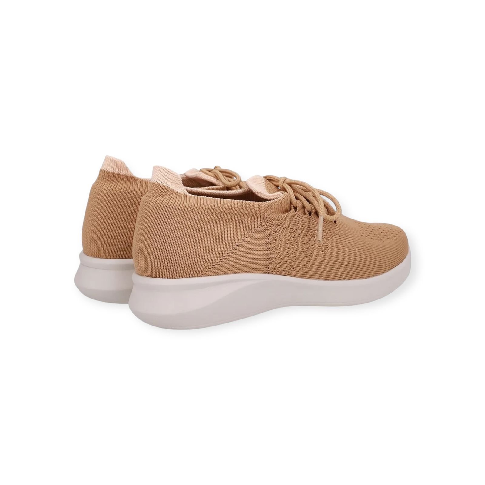 Tênis Feminino Usaflex Tricot Cadarço Casual Bege Bege 3