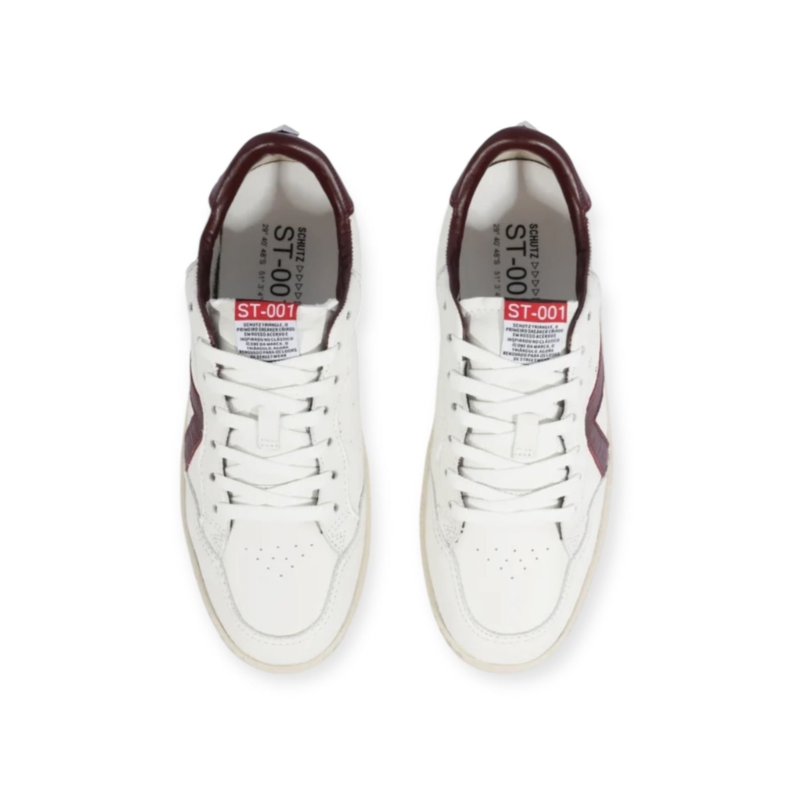 Tênis Feminino Schutz Couro ST 001 Casual Branco Branco/Bordô 3