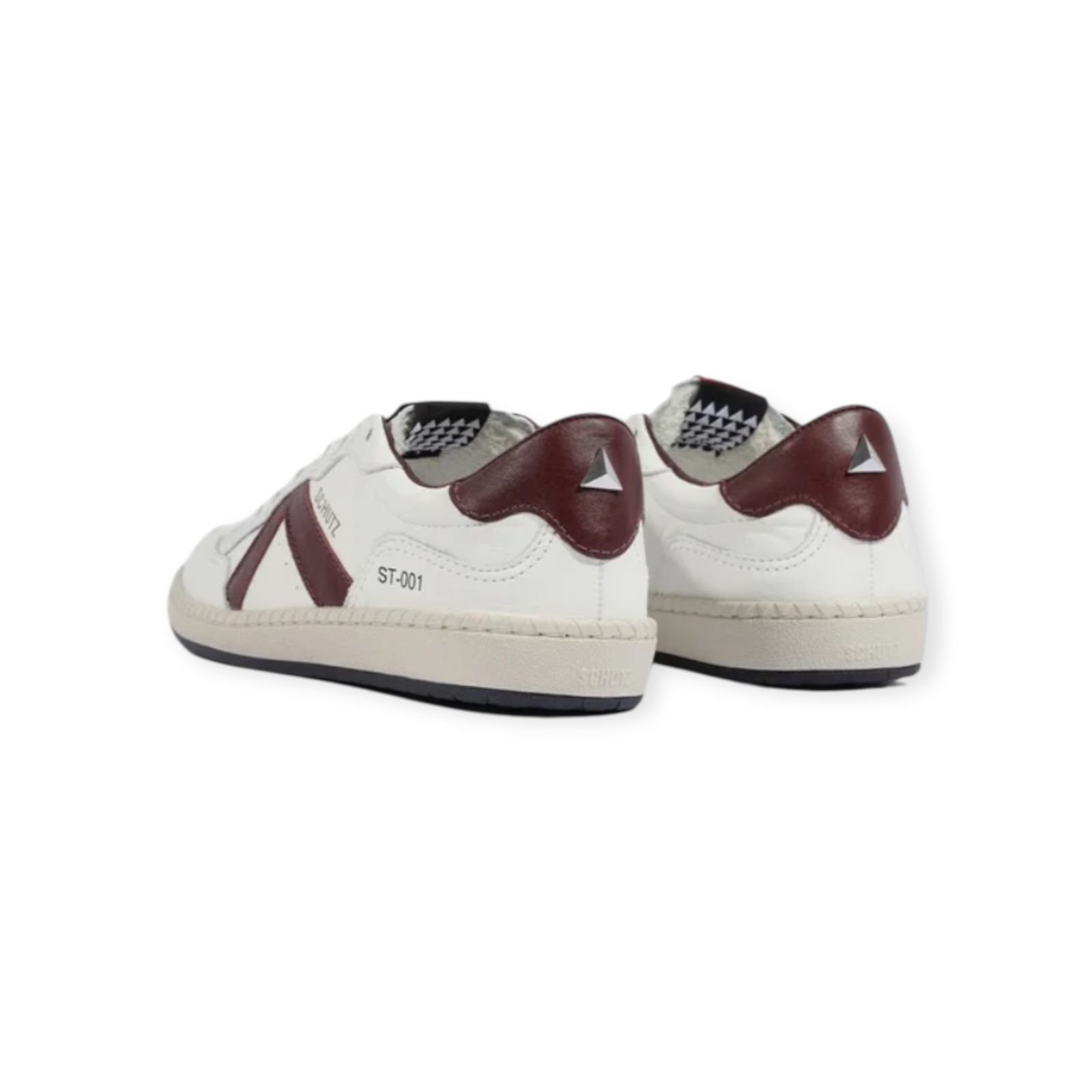 Tênis Feminino Schutz Couro ST 001 Casual Branco Branco/Bordô 4