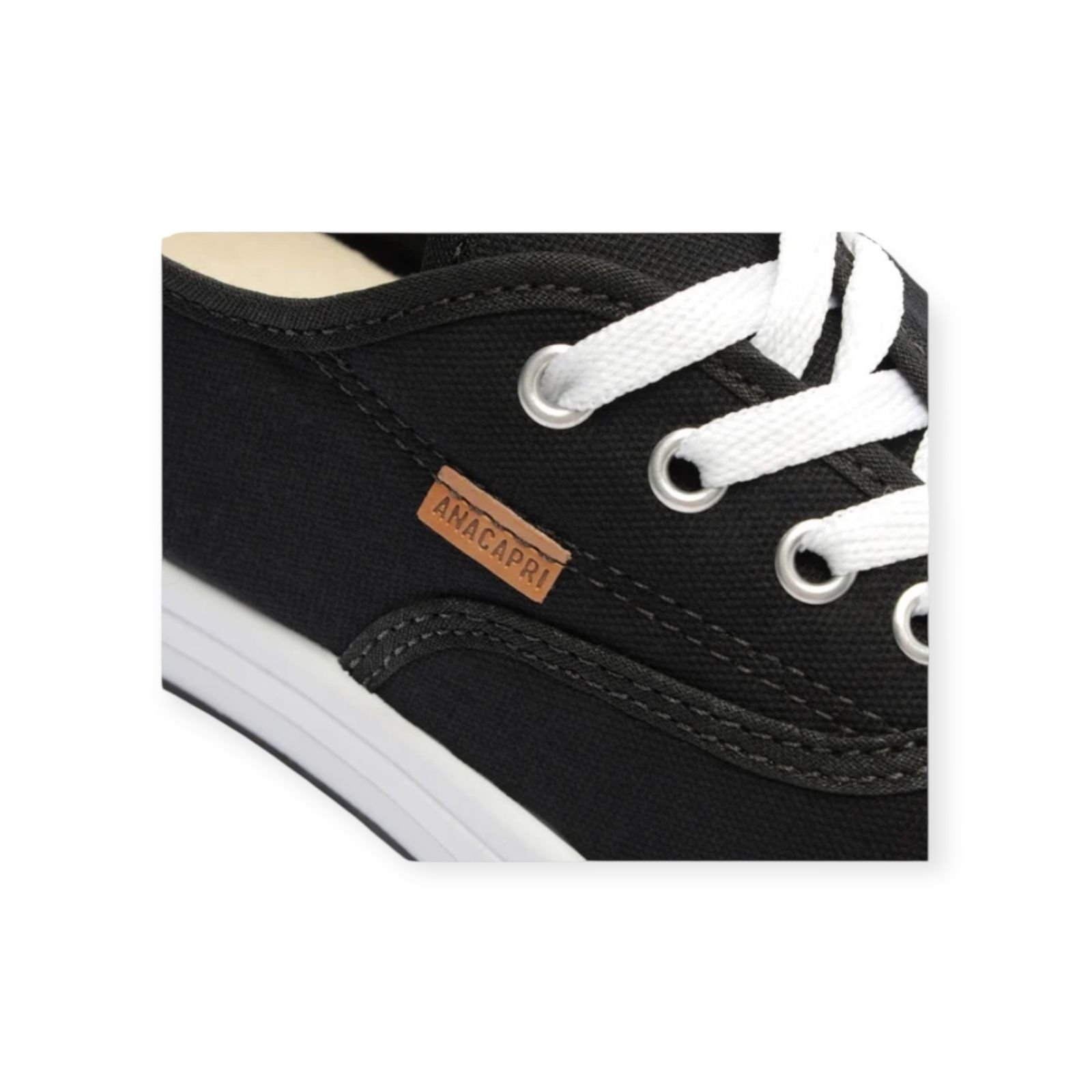 Tênis Feminina Anacapri Sola Texturizada Livia Com Listra Preto Preto 4
