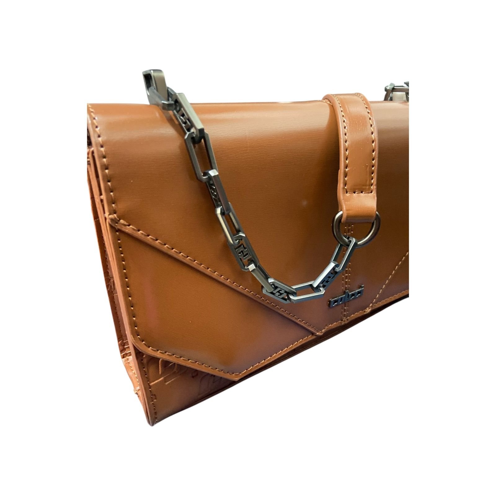 Bolsa Feminina Colcci Tampa Brand De Ombro Corrente Pequena Caramelo Marrom 3