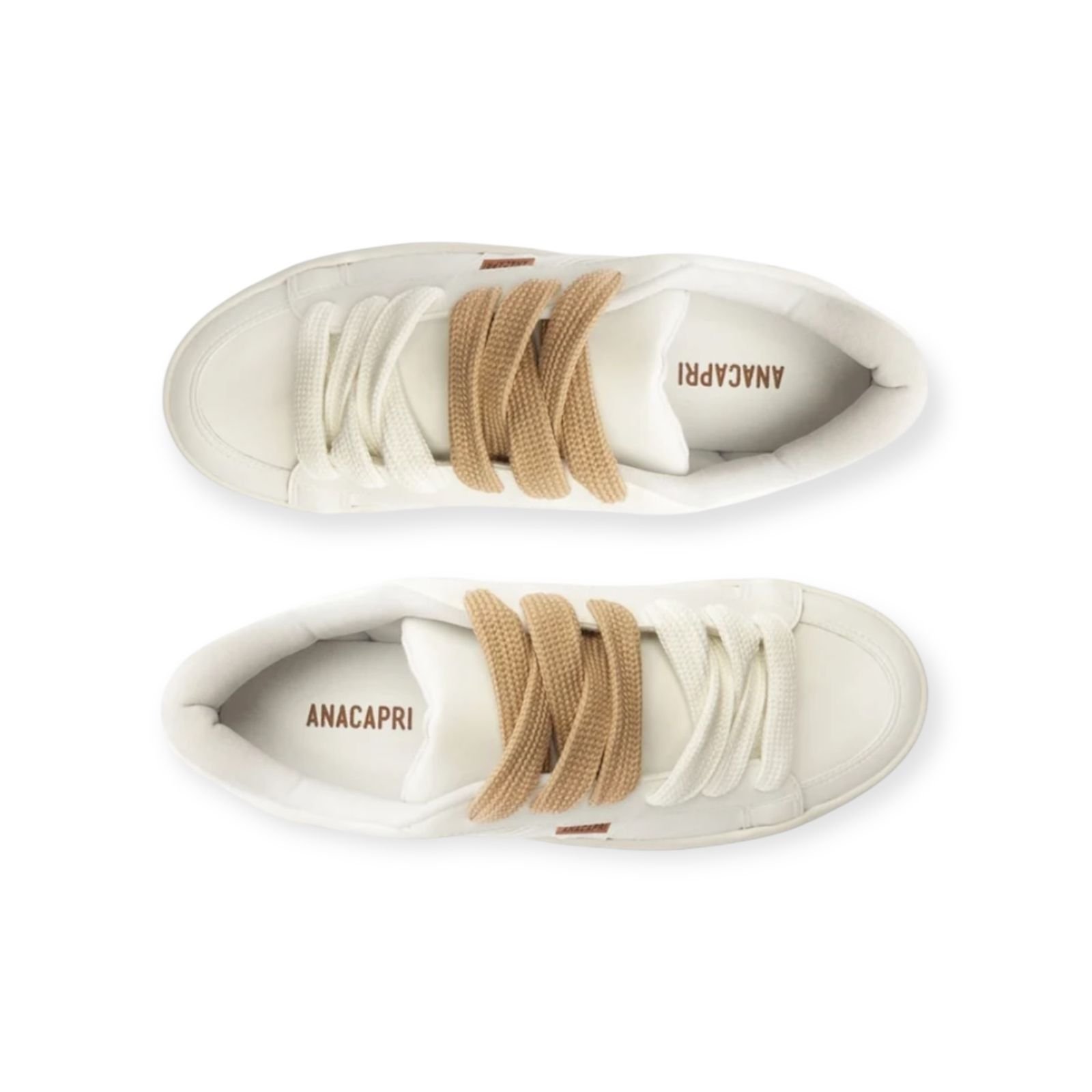 Tênis Feminino Anacapri Casual A26 Duo Cadarço Sola Alta Branco Branco 5