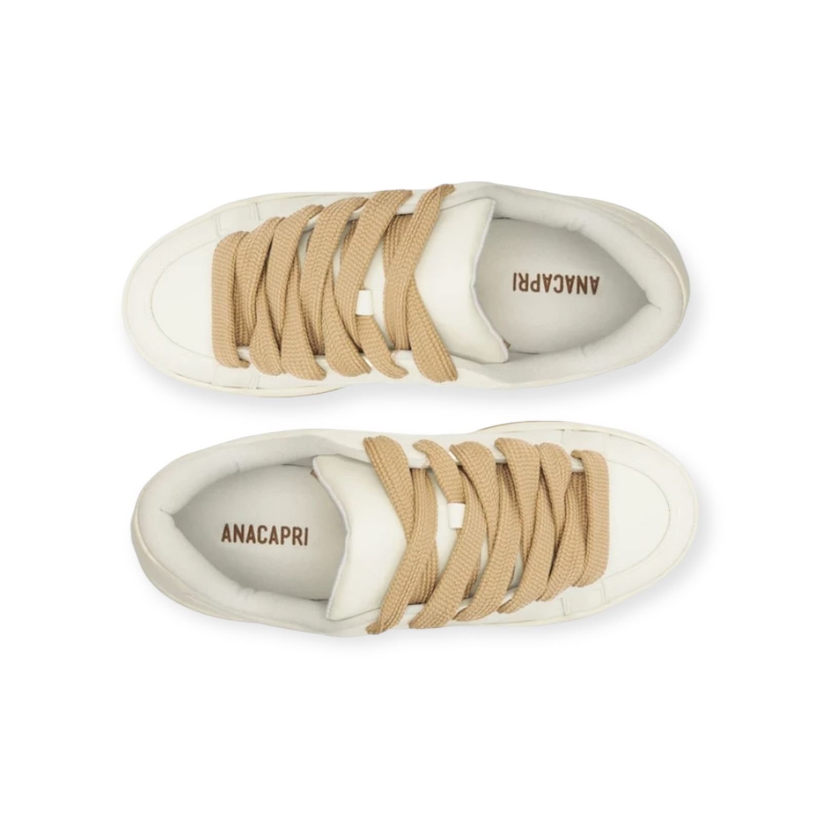 Tênis Feminino Anacapri Casual A26 Duo Cadarço Sola Alta Branco Branco 4