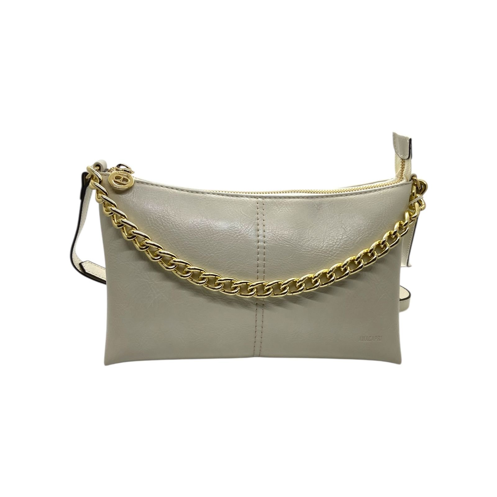 Bolsa Feminina Anacapri Tiracolo Detalhe Corrente Média Creme