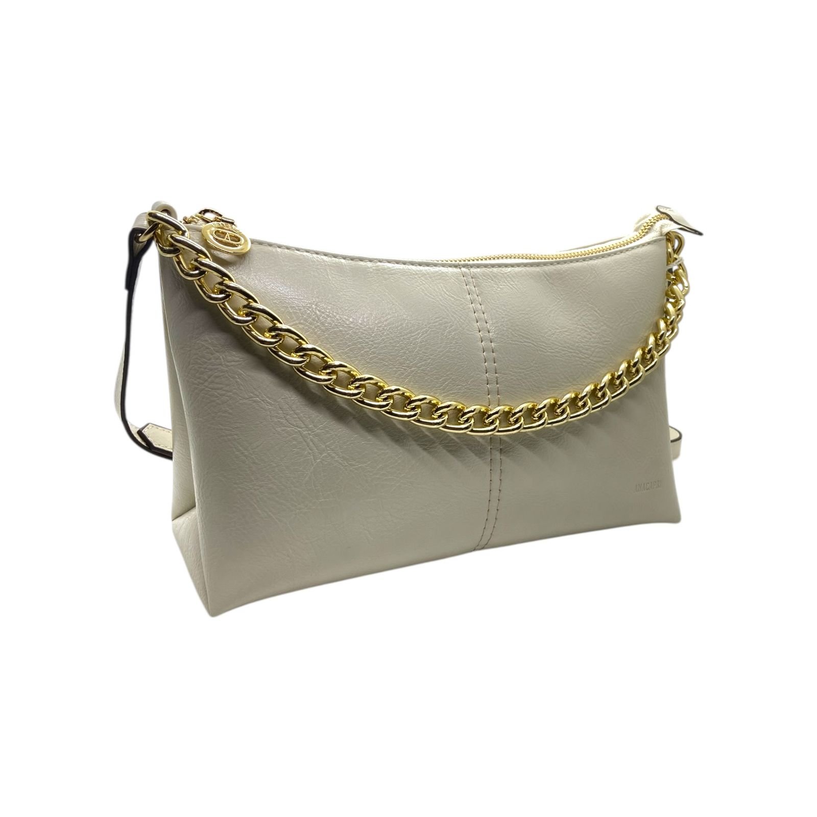 Bolsa Feminina Anacapri Tiracolo Detalhe Corrente Média Creme Bege 2