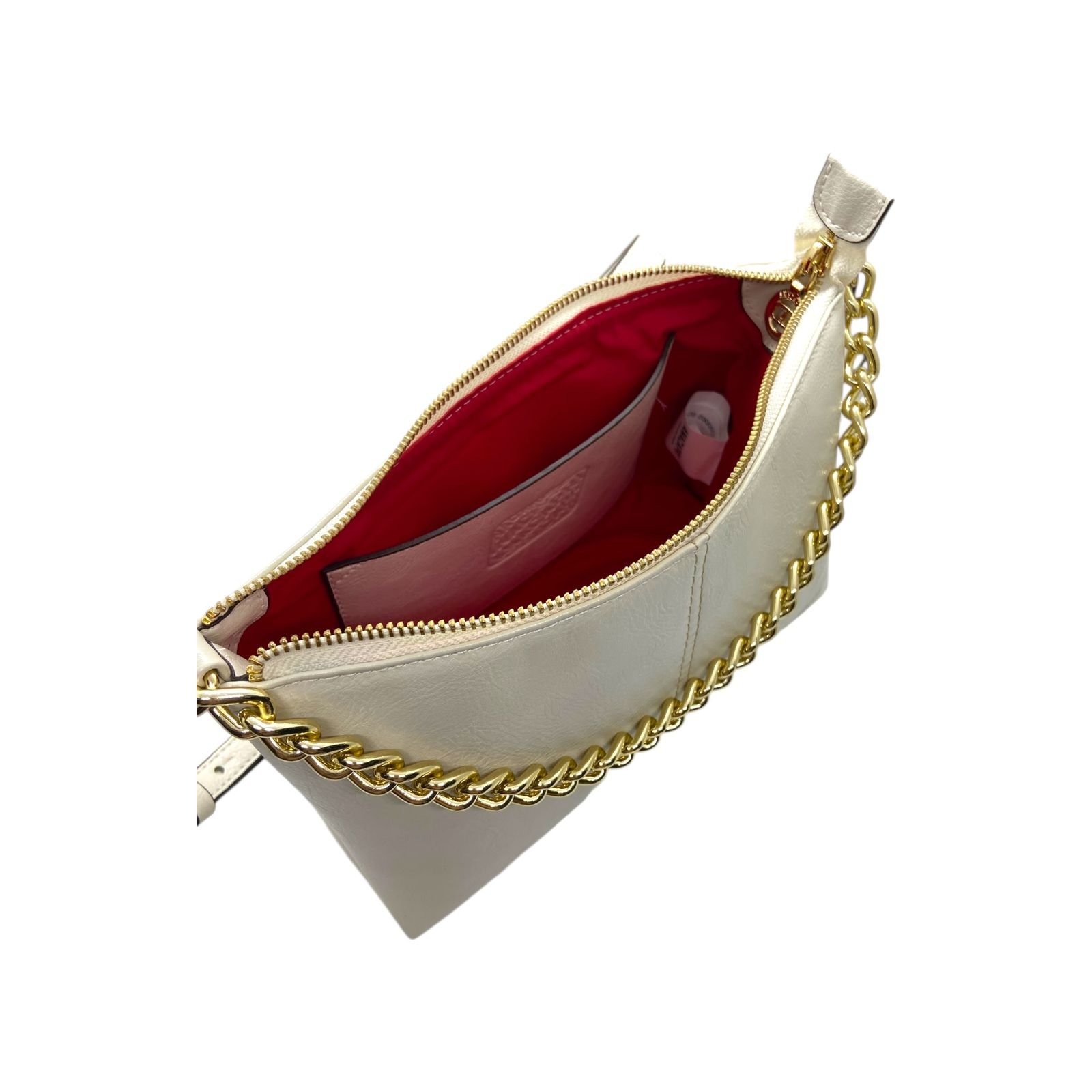 Bolsa Feminina Anacapri Tiracolo Detalhe Corrente Média Creme Bege 3