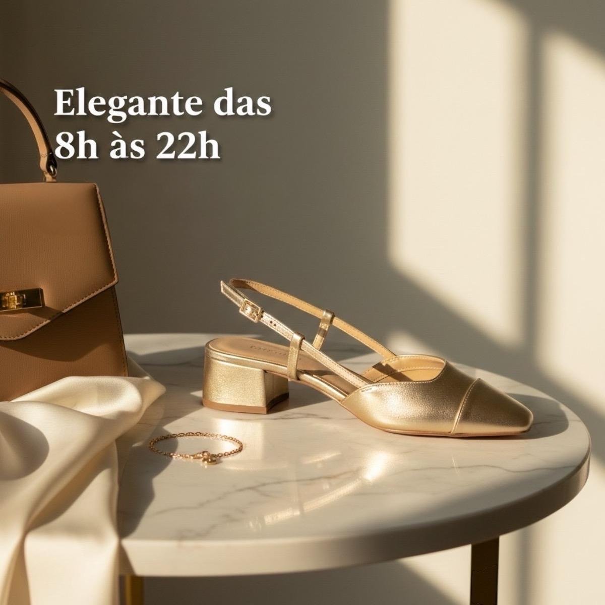 Sandalia Feminina Anacapri Slingback Salto Bloco C3056800020004 Dourado Dourado 2