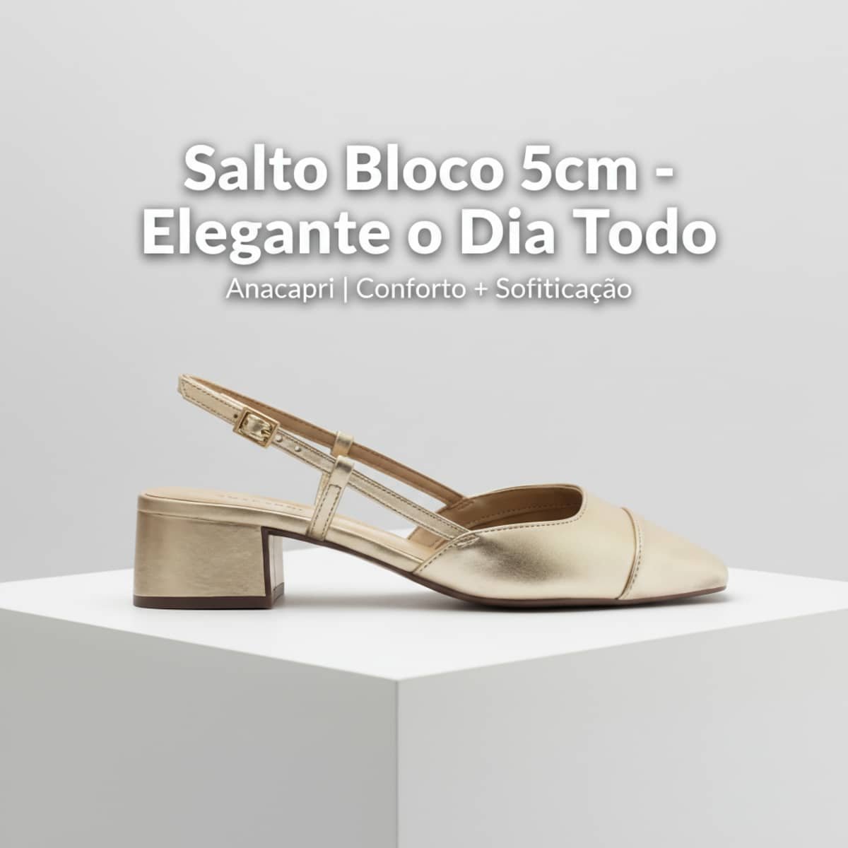 Sandalia Feminina Anacapri Slingback Salto Bloco C3056800020004 Dourado Dourado 3