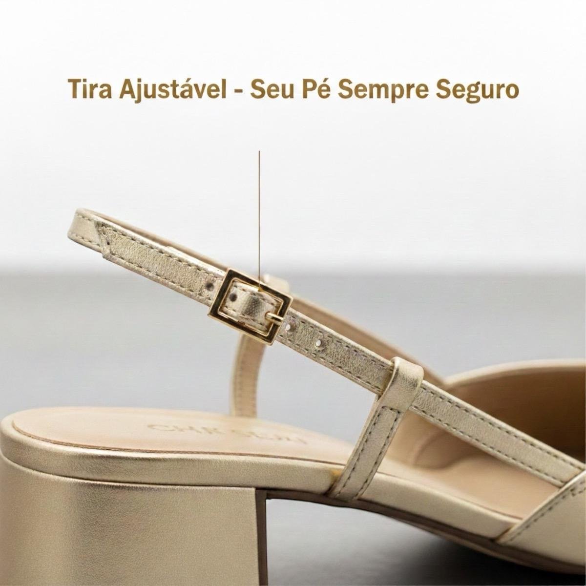 Sandalia Feminina Anacapri Slingback Salto Bloco C3056800020004 Dourado Dourado 4