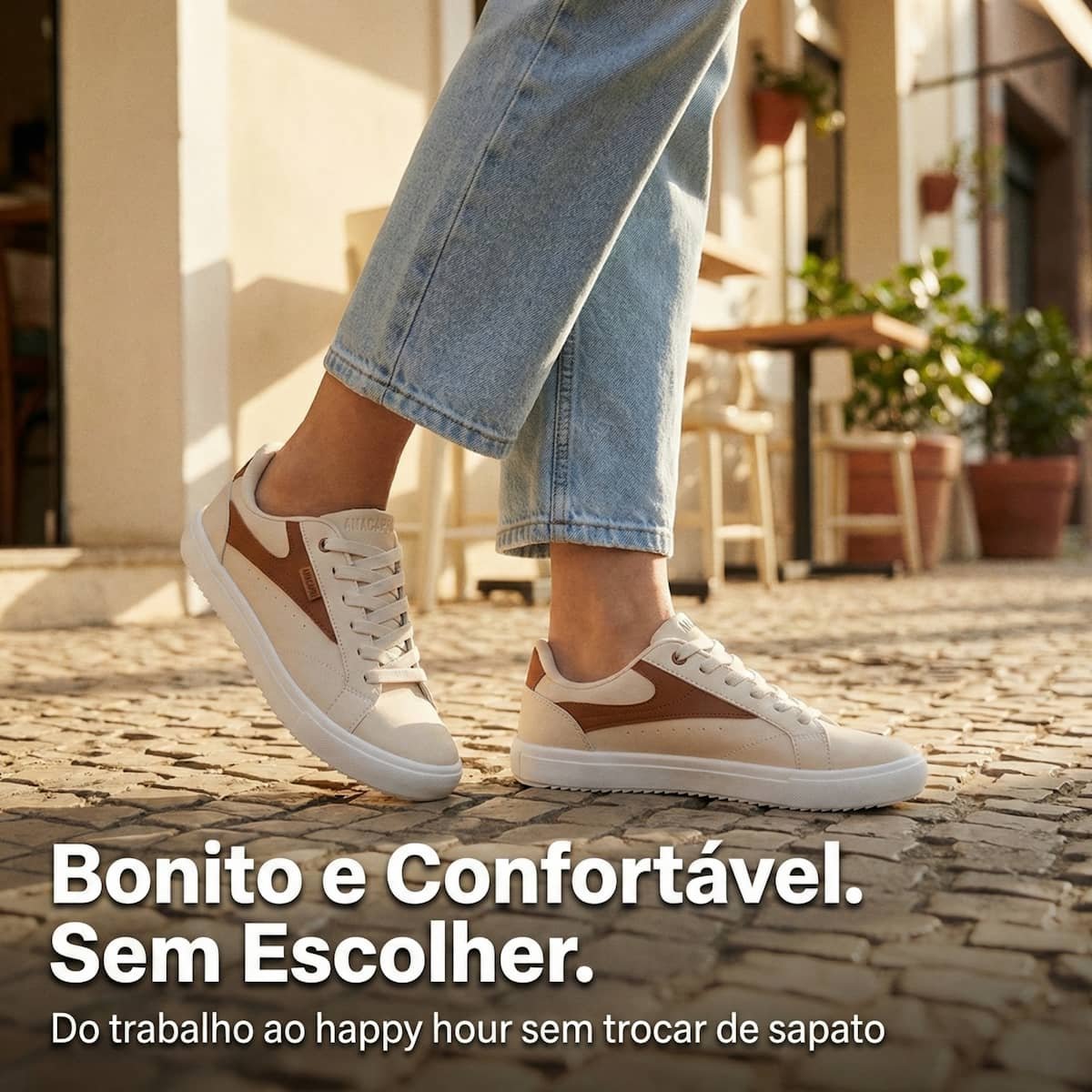 Tênis Feminino Anacapri Conforto Cadarço Elástico C3053700110005 Creme Bege 2