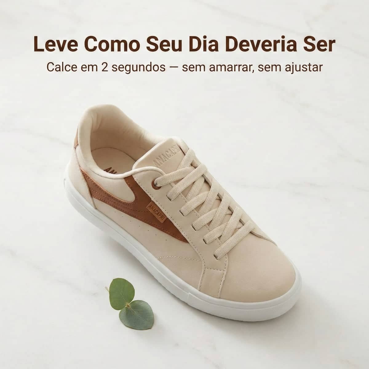 Tênis Feminino Anacapri Conforto Cadarço Elástico C3053700110005 Creme Bege 4