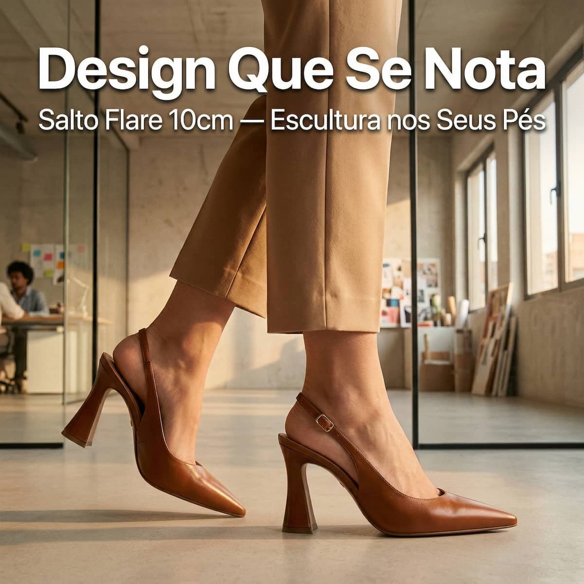 Scarpin Slingback Feminino Arezzo Couro Salto Alto Flare A1403300020007 Marrom Marrom 2