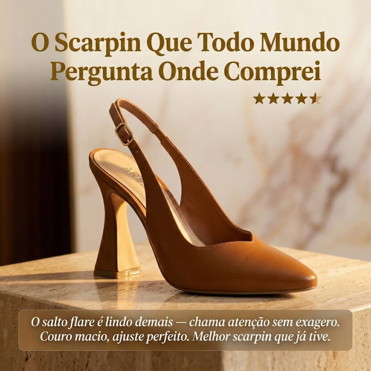 Scarpin Slingback Feminino Arezzo Couro Salto Alto Flare A1403300020007 Marrom Marrom 4