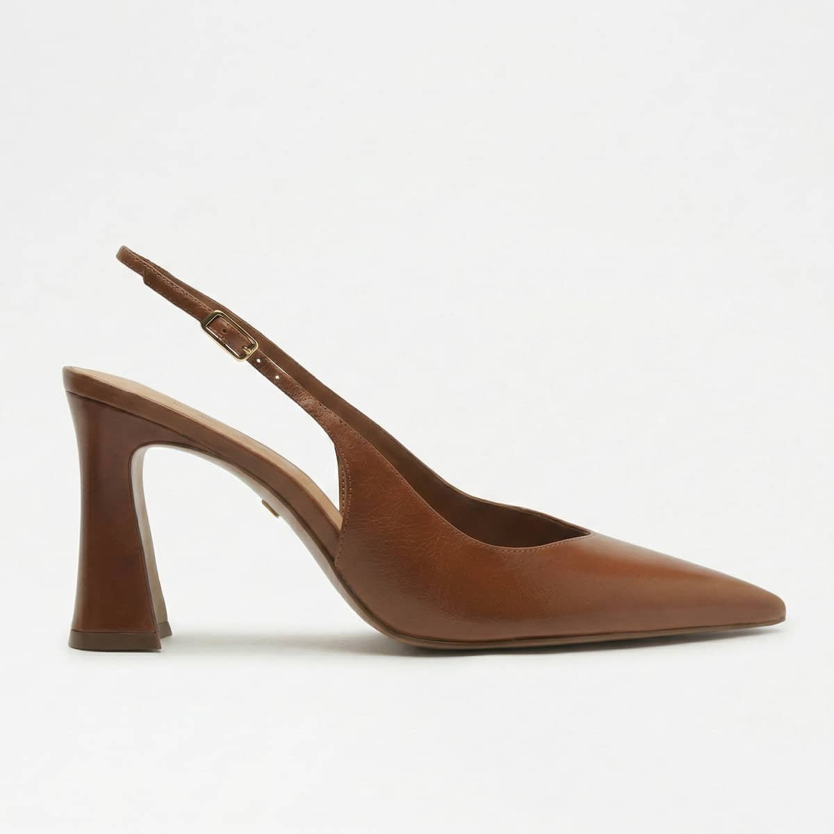 Scarpin Slingback Feminino Arezzo Couro Salto Alto Flare A1403300020007 Marrom