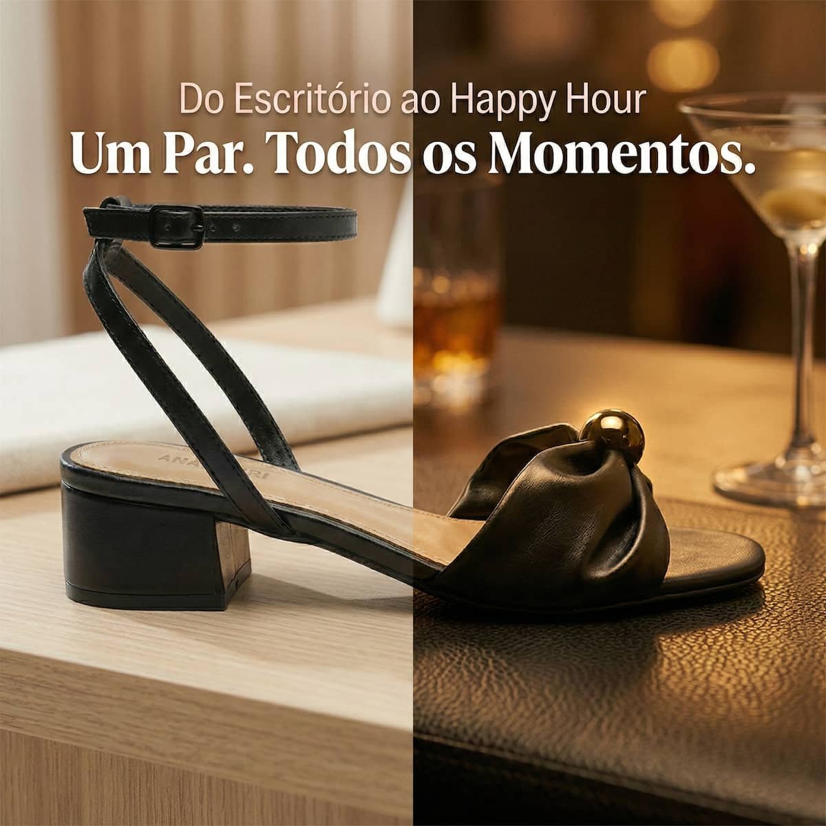 Sandália Feminina Anacapri Laço Salto Baixo Bloco C3048901730003 Preto Preto 4