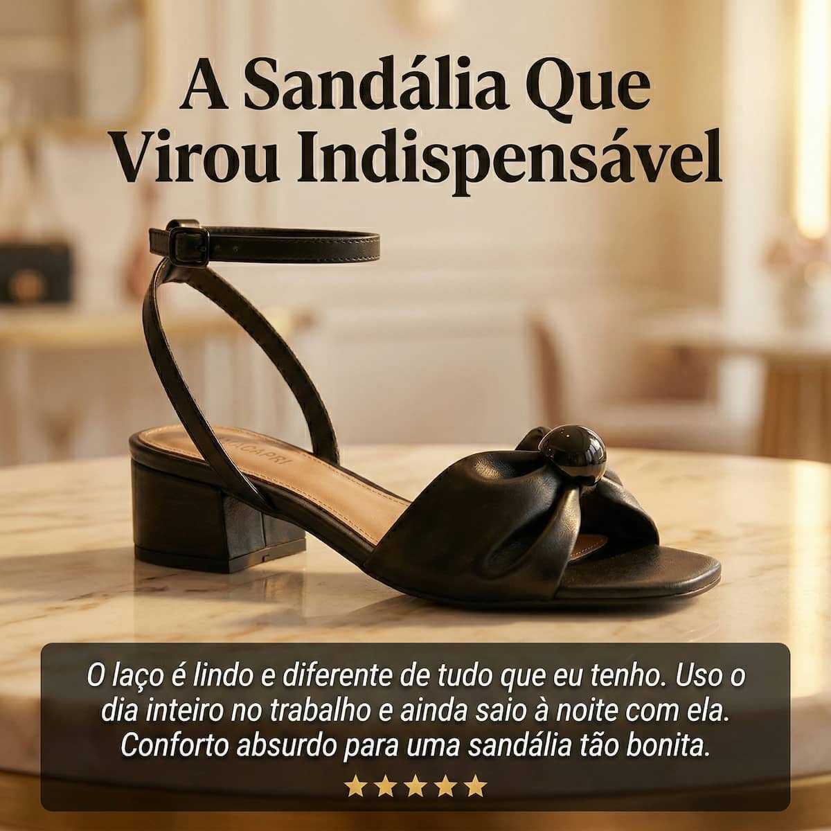 Sandália Feminina Anacapri Laço Salto Baixo Bloco C3048901730003 Preto Preto 5