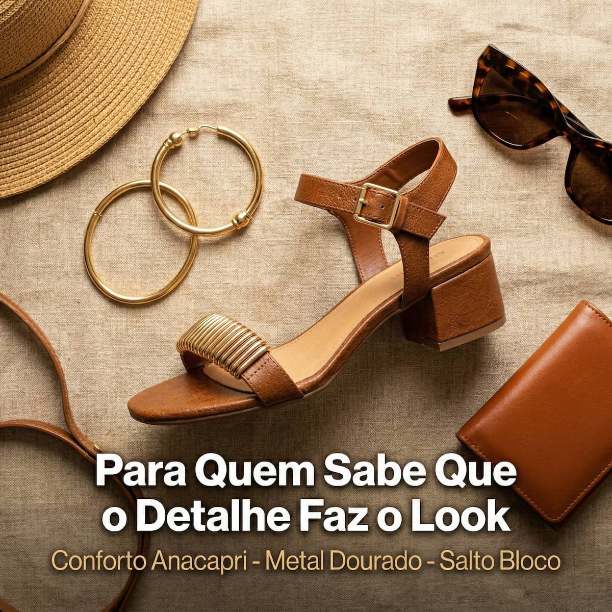 Sandália Feminina Anacapri Detalhe Dourado Salto Bloco C3048901740004 Marrom Marrom 3