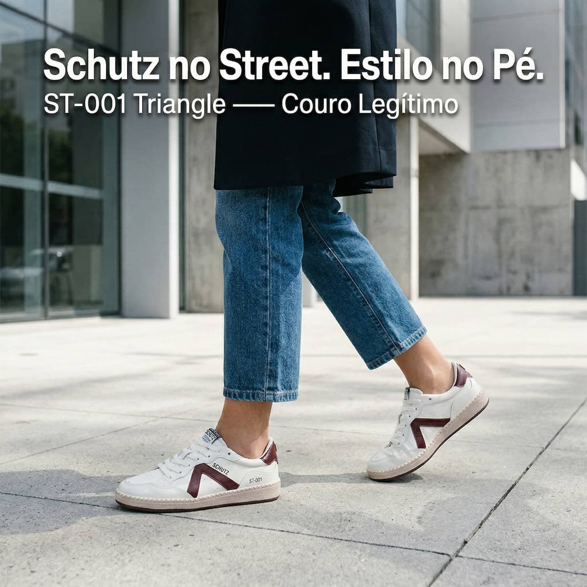 Tênis Feminino Schutz ST-001 Couro S2185300760007 Vinho Branco/Bordô 2