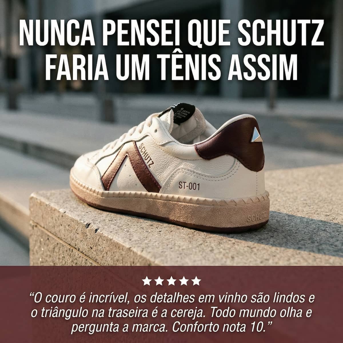 Tênis Feminino Schutz ST-001 Couro S2185300760007 Vinho Branco/Bordô 6
