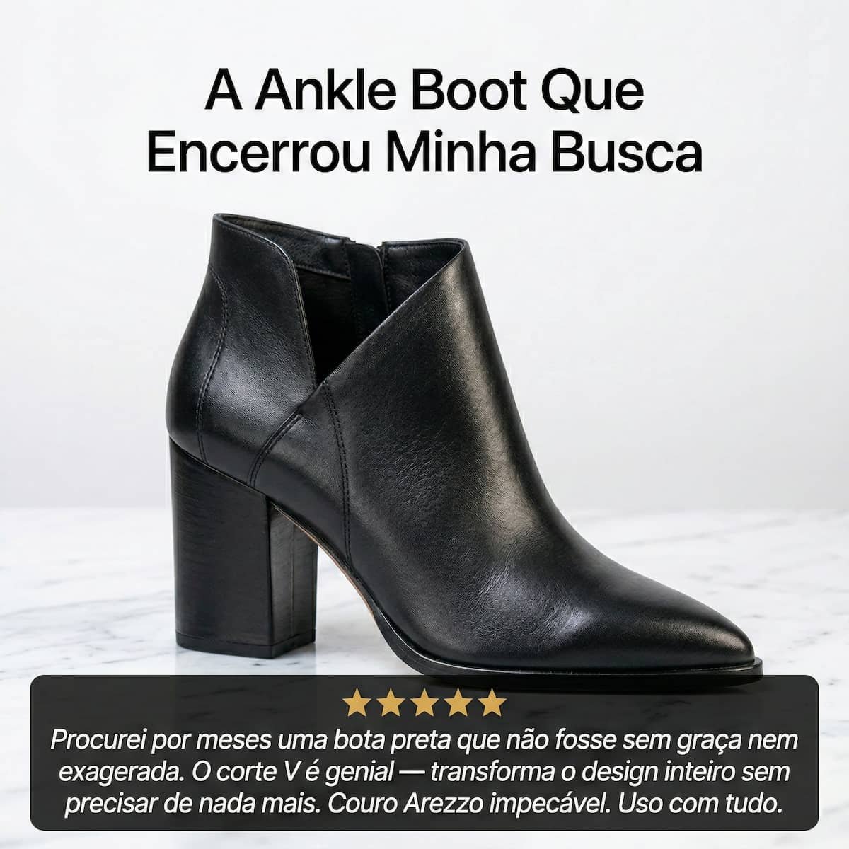 Bota Feminina Arezzo Couro Corte V Salto Grosso A1187900010001 Preto Preto 5