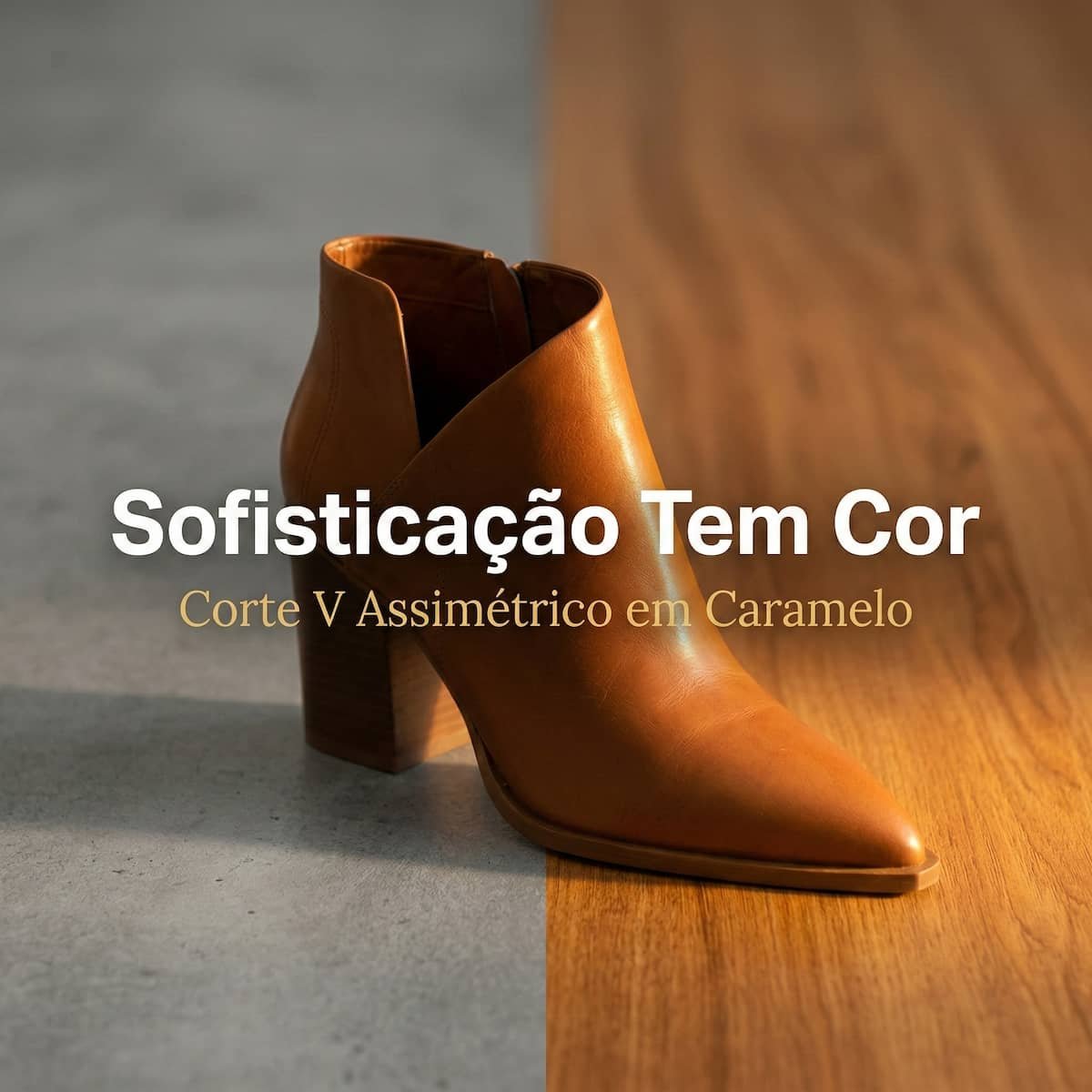 Bota Feminina Arezzo Couro Corte V Salto Grosso A1187900010012 Caramelo Marrom 4