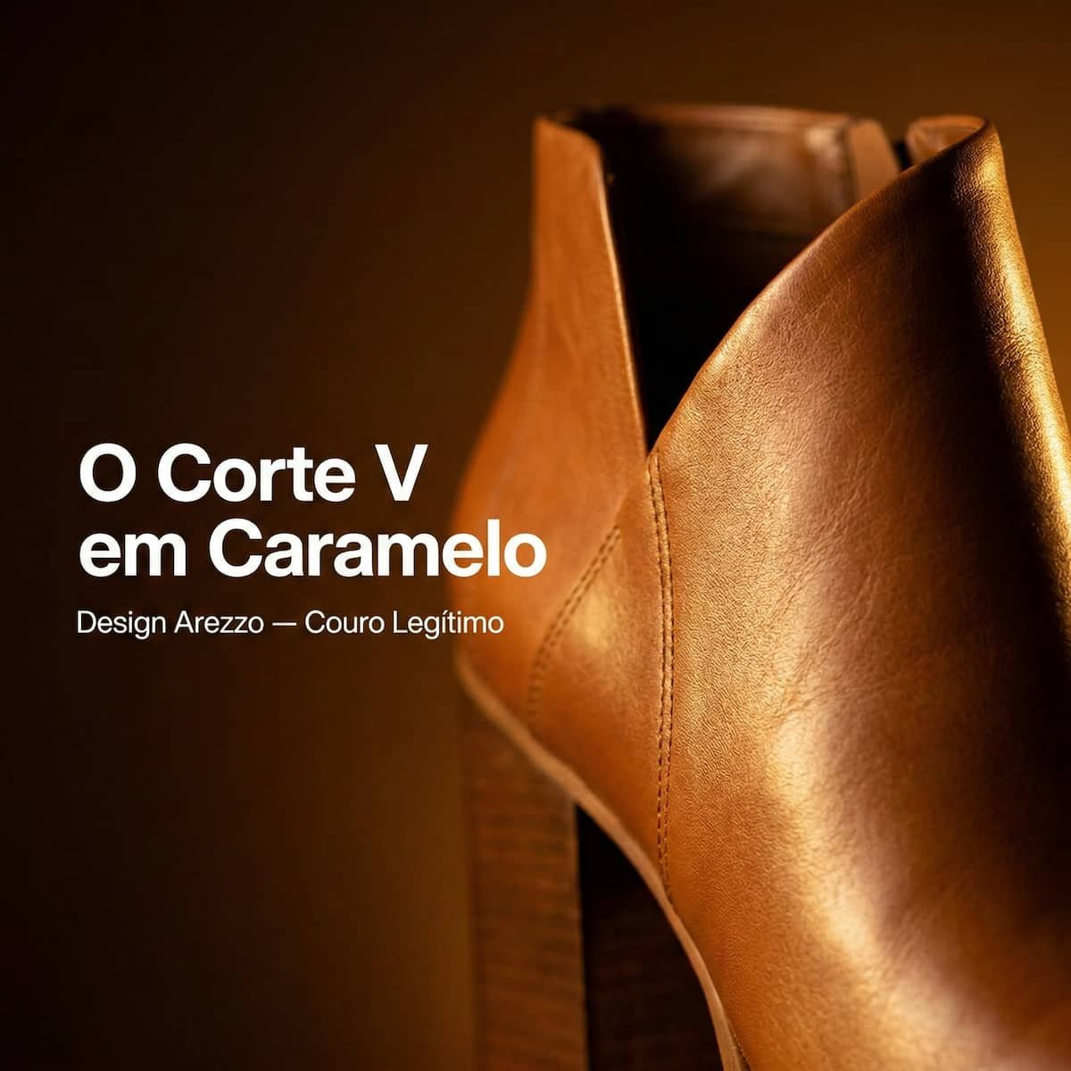 Bota Feminina Arezzo Couro Corte V Salto Grosso A1187900010012 Caramelo Marrom 7