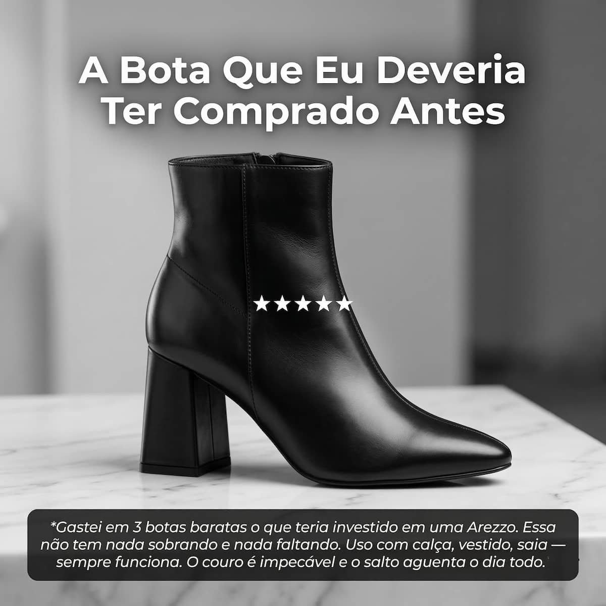 Bota Feminina Arezzo Couro Salto Médio Cano Curto A1196200010006 Preto Preto 5