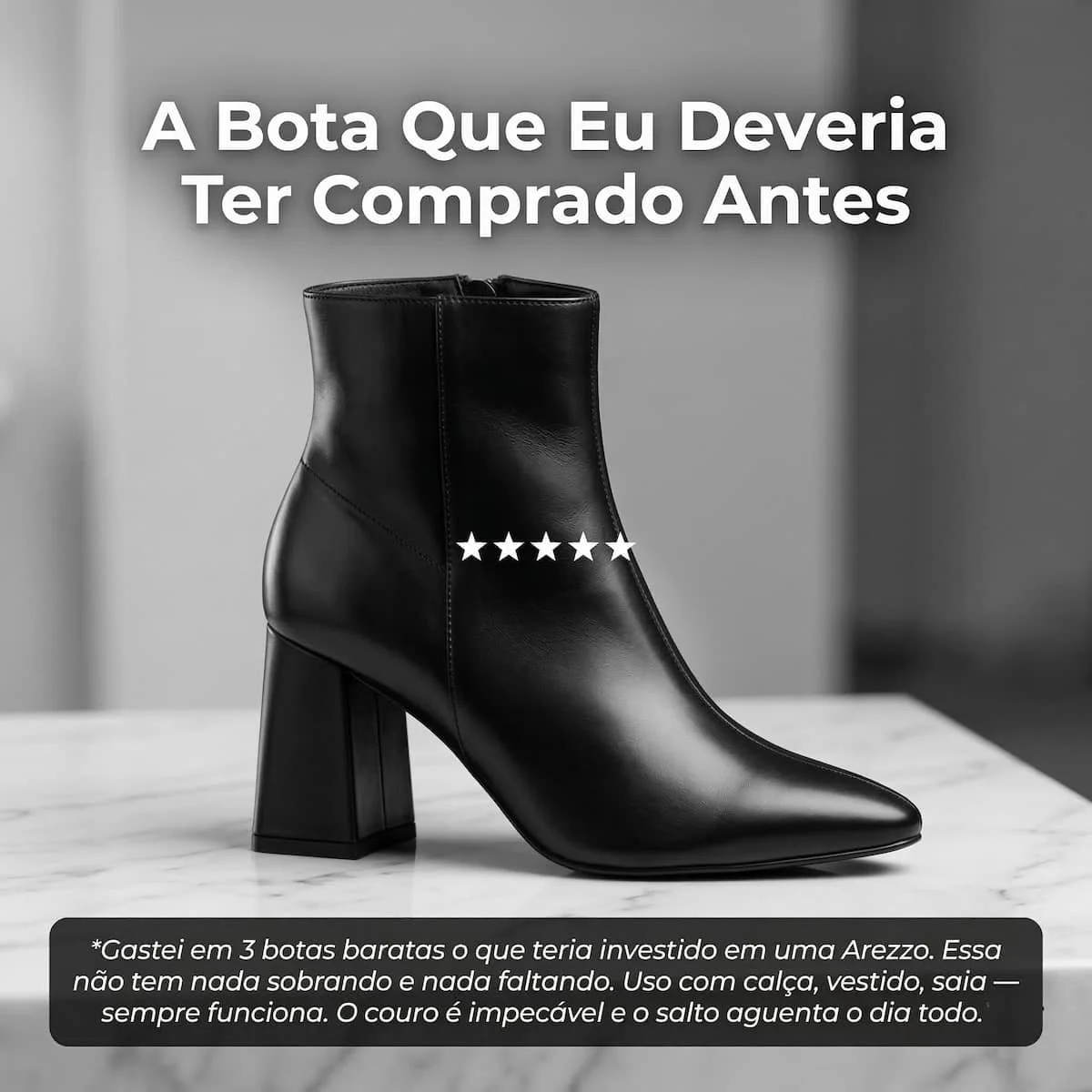 Bota Feminina Arezzo Couro Salto Médio Cano Curto A1196200010006 Preto Preto 5