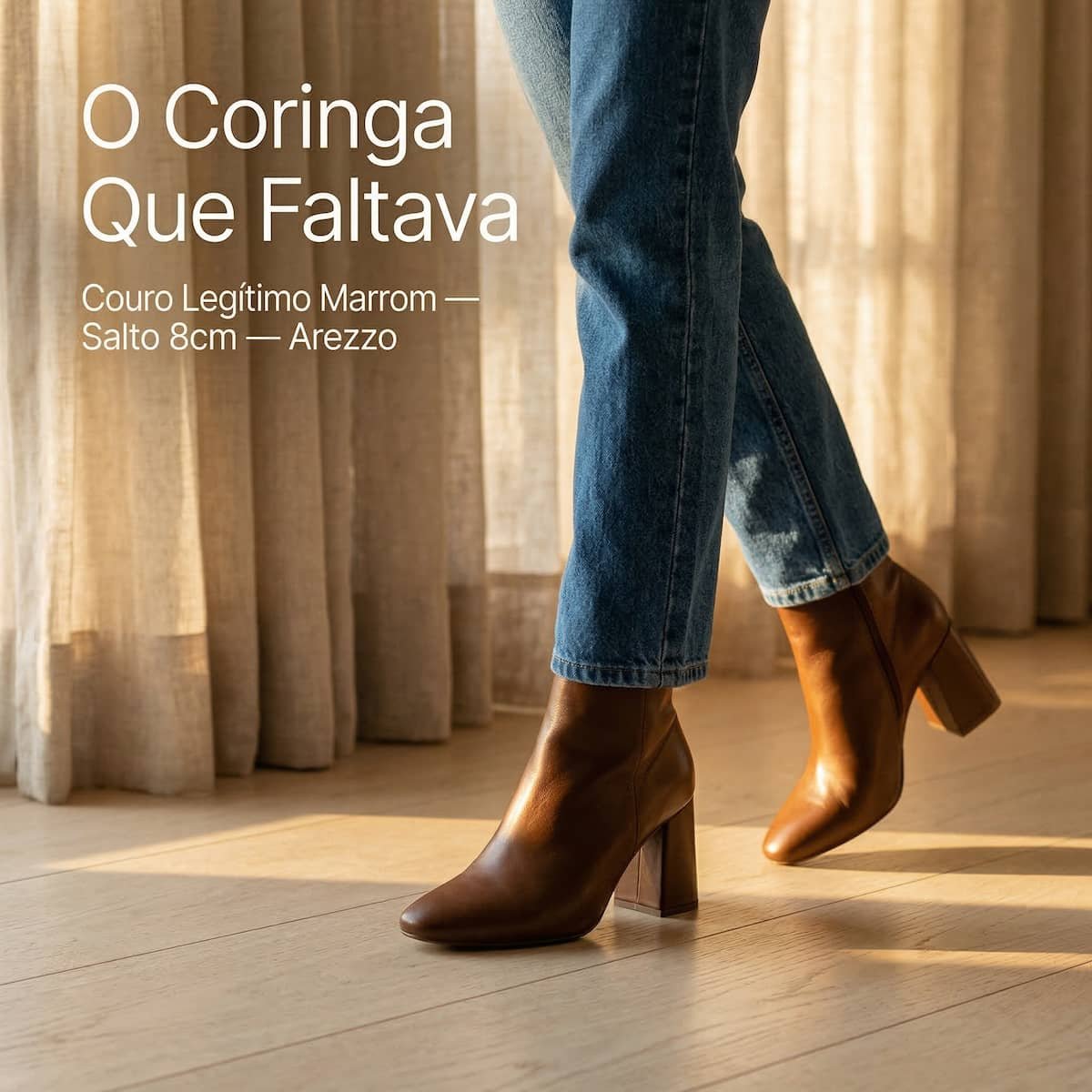 Bota Feminina Arezzo Couro Salto Médio Cano Curto A1196200010005 Marrom Marrom 2
