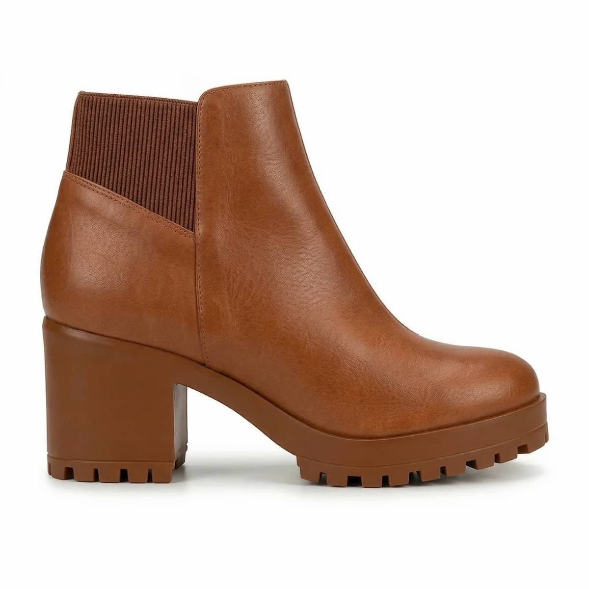 Bota Feminina Arezzo Couro Tratorada Bloco A1061300010014 Caramelo