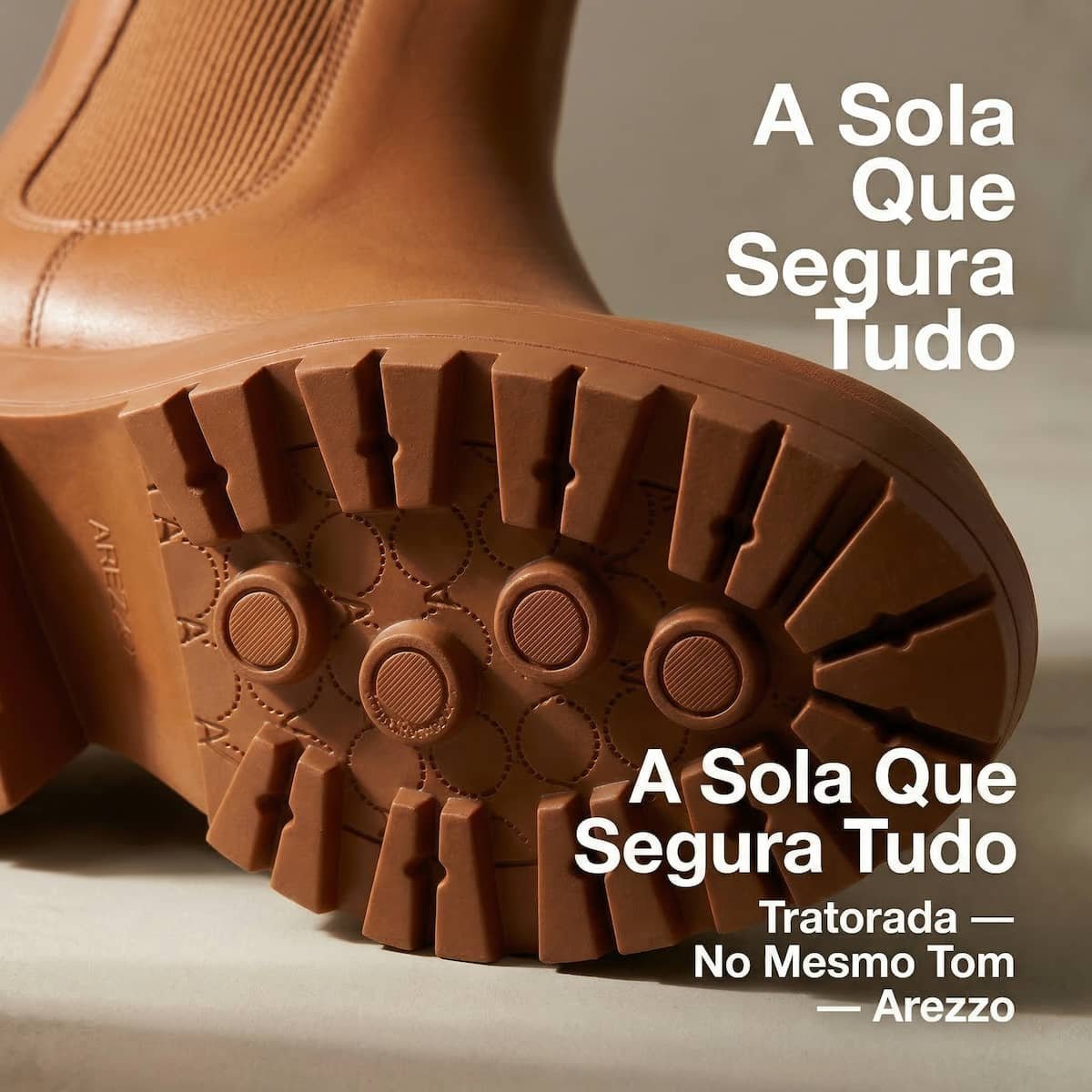 Bota Feminina Arezzo Couro Tratorada Bloco A1061300010014 Caramelo Marrom 5