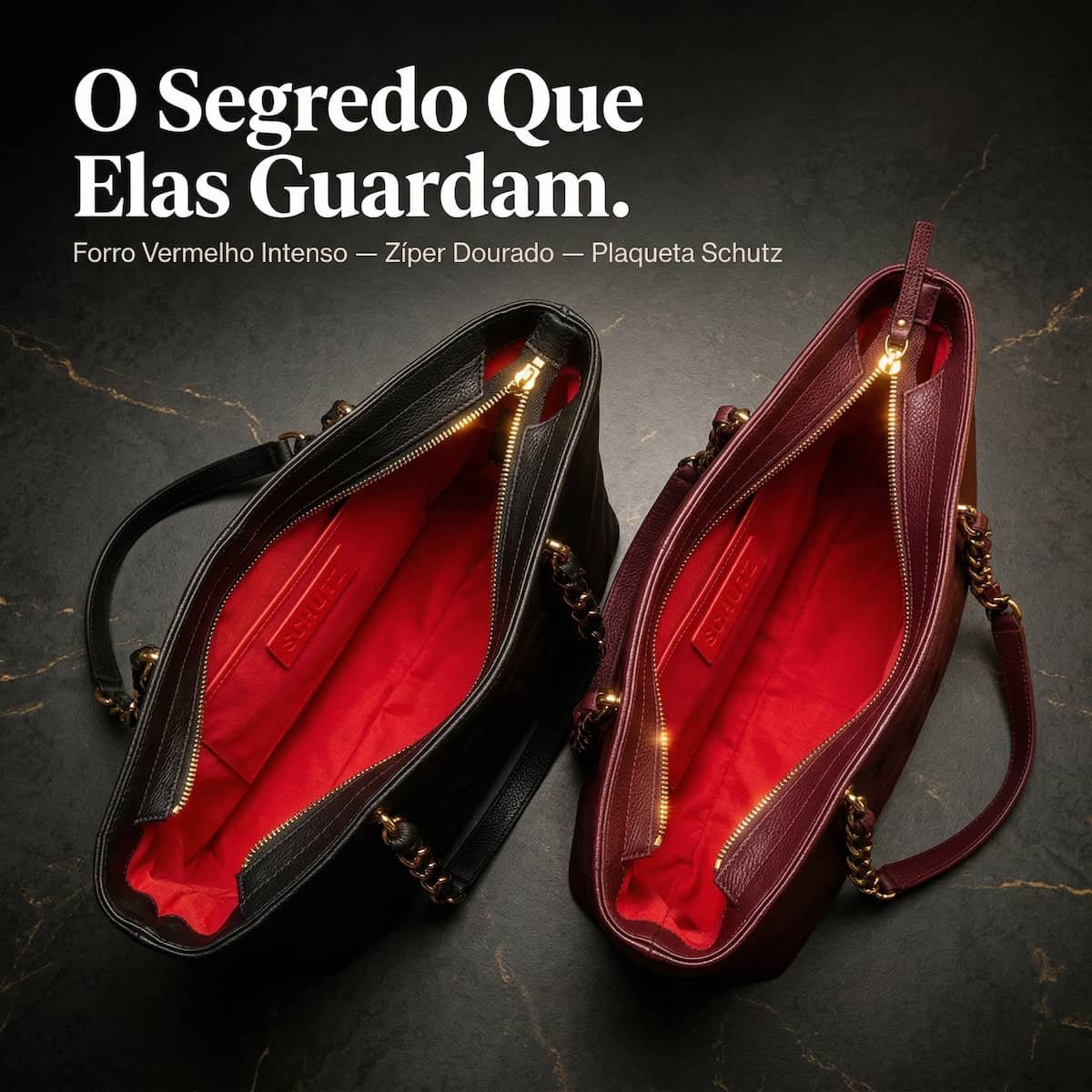 Bolsa Feminina Schutz Shopper Couro Corrente Dourada Monograma S50018320600004 Preto Preto 6