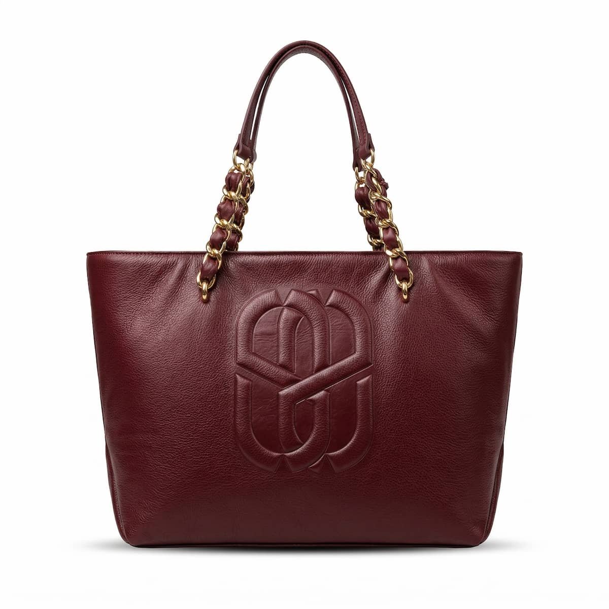 Bolsa Feminina Schutz Shopper Couro Corrente Dourada Monograma S50018320600006 Vinho