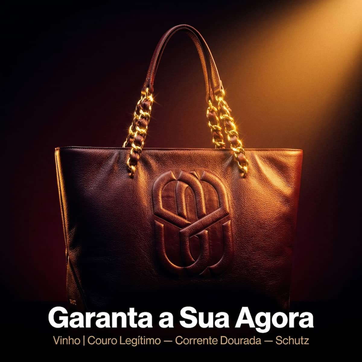 Bolsa Feminina Schutz Shopper Couro Corrente Dourada Monograma S50018320600006 Vinho Vinho 4
