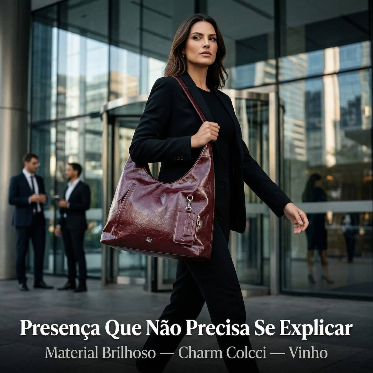 Bolsa Feminina Colcci Hobo Brilhosa Craquelada Grande Charm Removível 090.01.12355.7 Vinho  Vinho 4