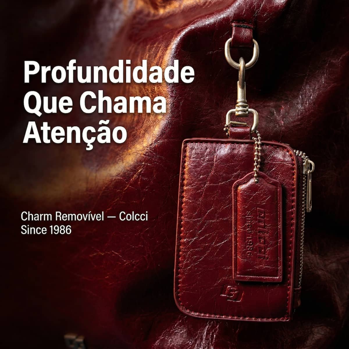 Bolsa Feminina Colcci Hobo Brilhosa Craquelada Grande Charm Removível 090.01.12355.7 Vinho  Vinho 5