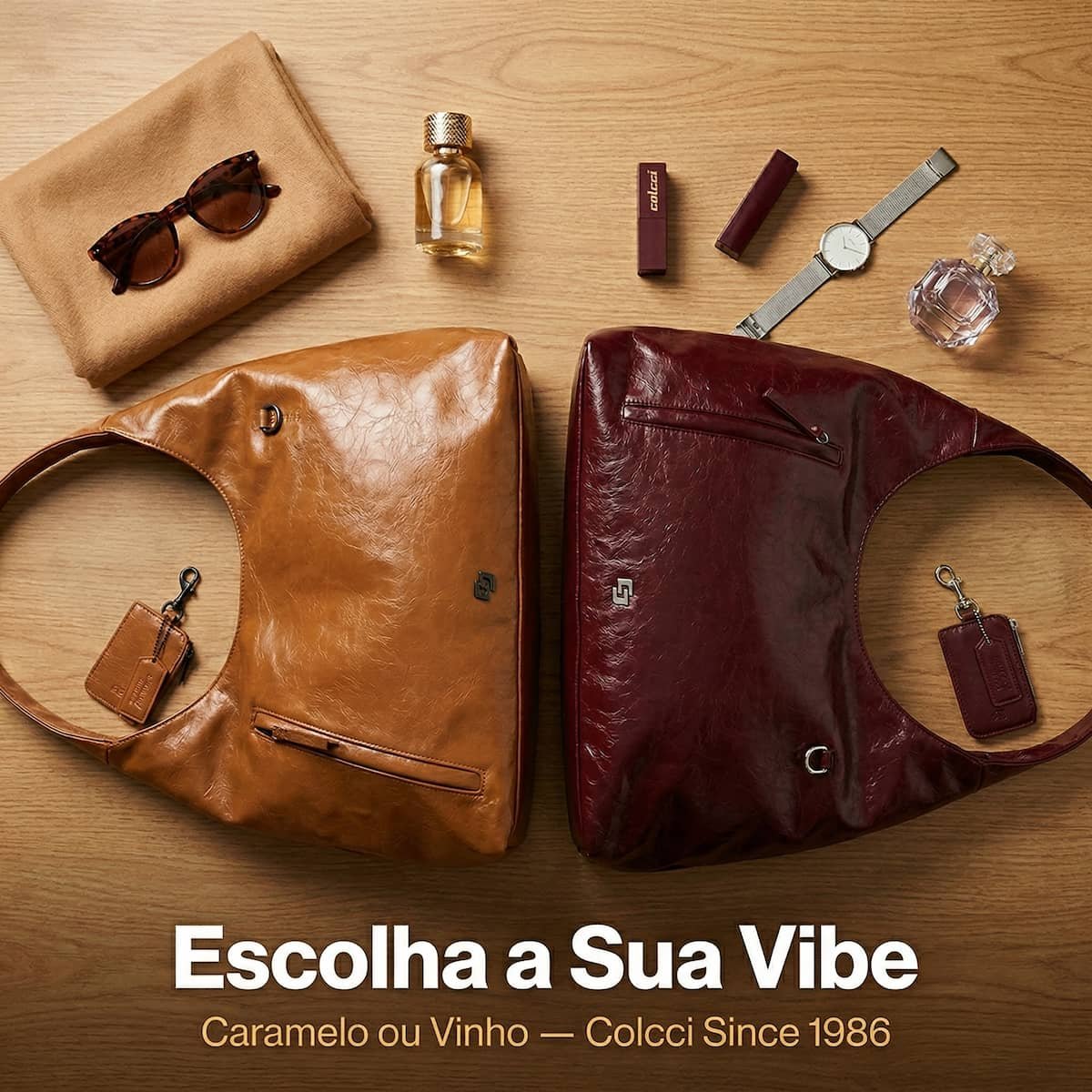 Bolsa Feminina Colcci Hobo Brilhosa Craquelada Grande Charm Removível 090.01.12355.7 Vinho  Vinho 8