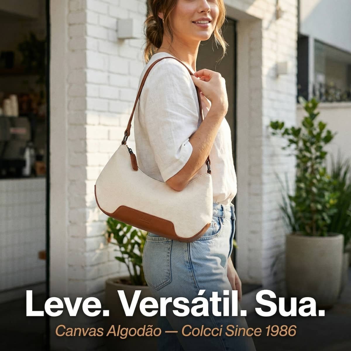 Bolsa Feminina Colcci Canvas Meia Lua Ombro Colcci Since 1986 090.01.12340.20 Creme Creme 4