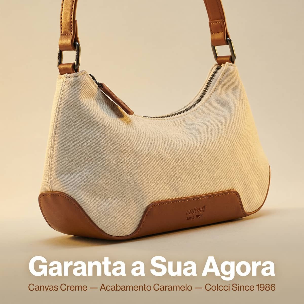 Bolsa Feminina Colcci Canvas Meia Lua Ombro Colcci Since 1986 090.01.12340.20 Creme Creme 5