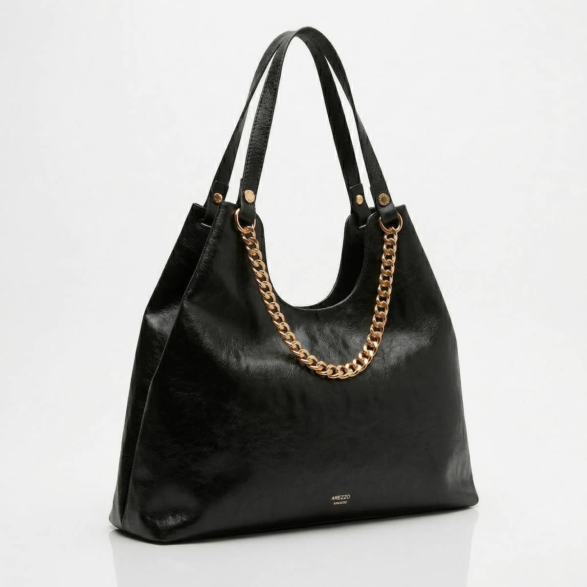 Bolsa Feminina Arezzo Giorno Grande Corrente Ouro A5002309550004 Preto Preto 2