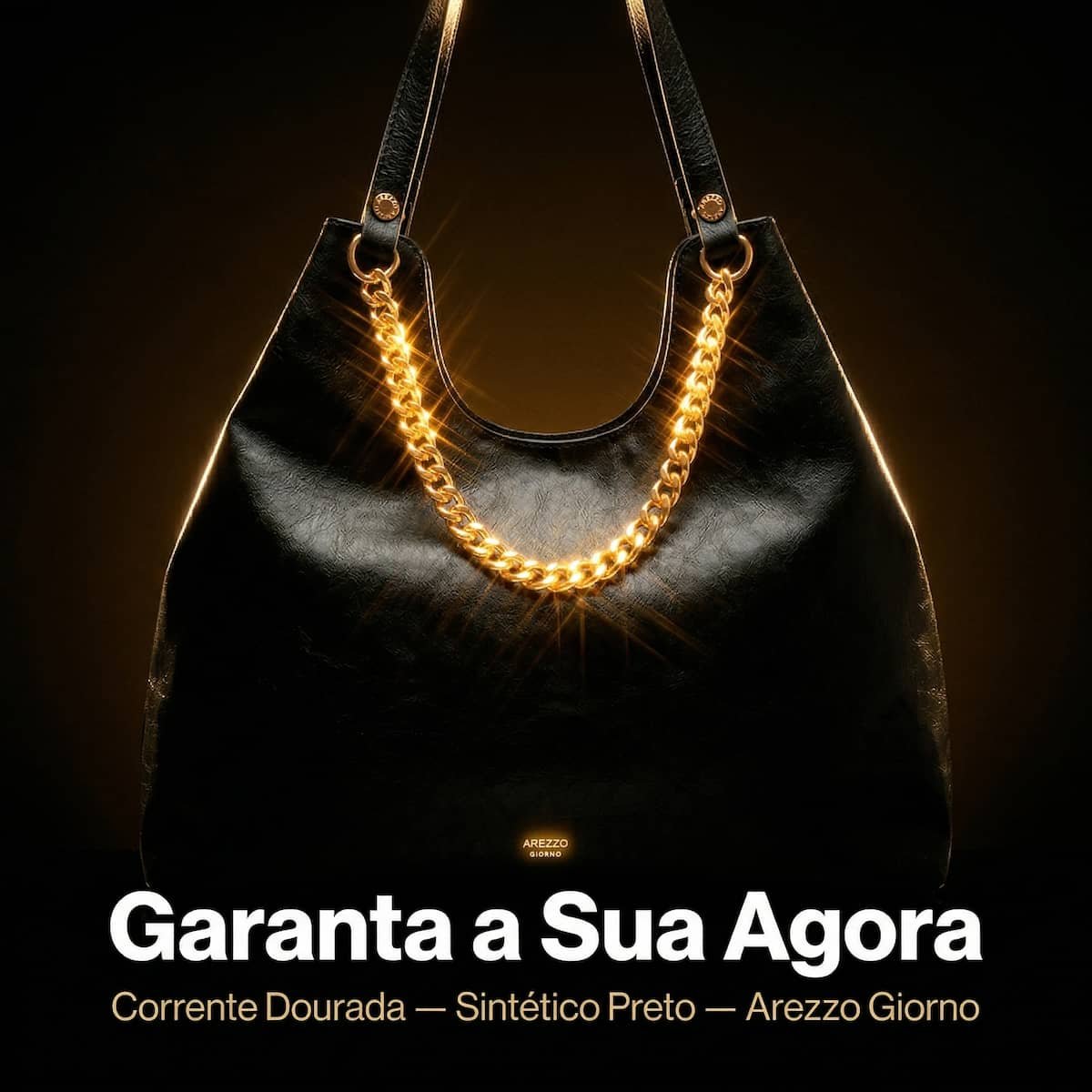 Bolsa Feminina Arezzo Giorno Grande Corrente Ouro A5002309550004 Preto Preto 4