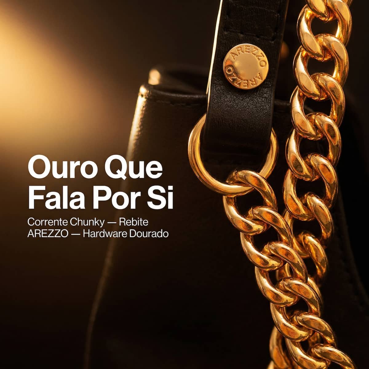 Bolsa Feminina Arezzo Giorno Grande Corrente Ouro A5002309550004 Preto Preto 9