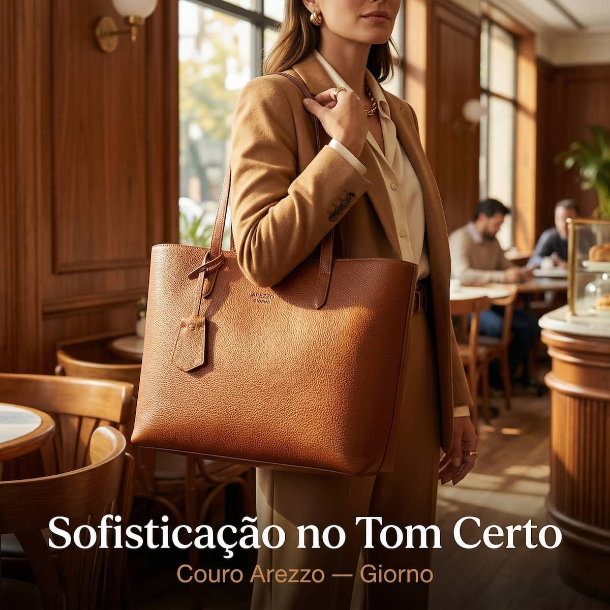 Bolsa Feminina Arezzo Giorno Tote Couro Pebbled Zíper A5001107210042 Marrom Marrom 4